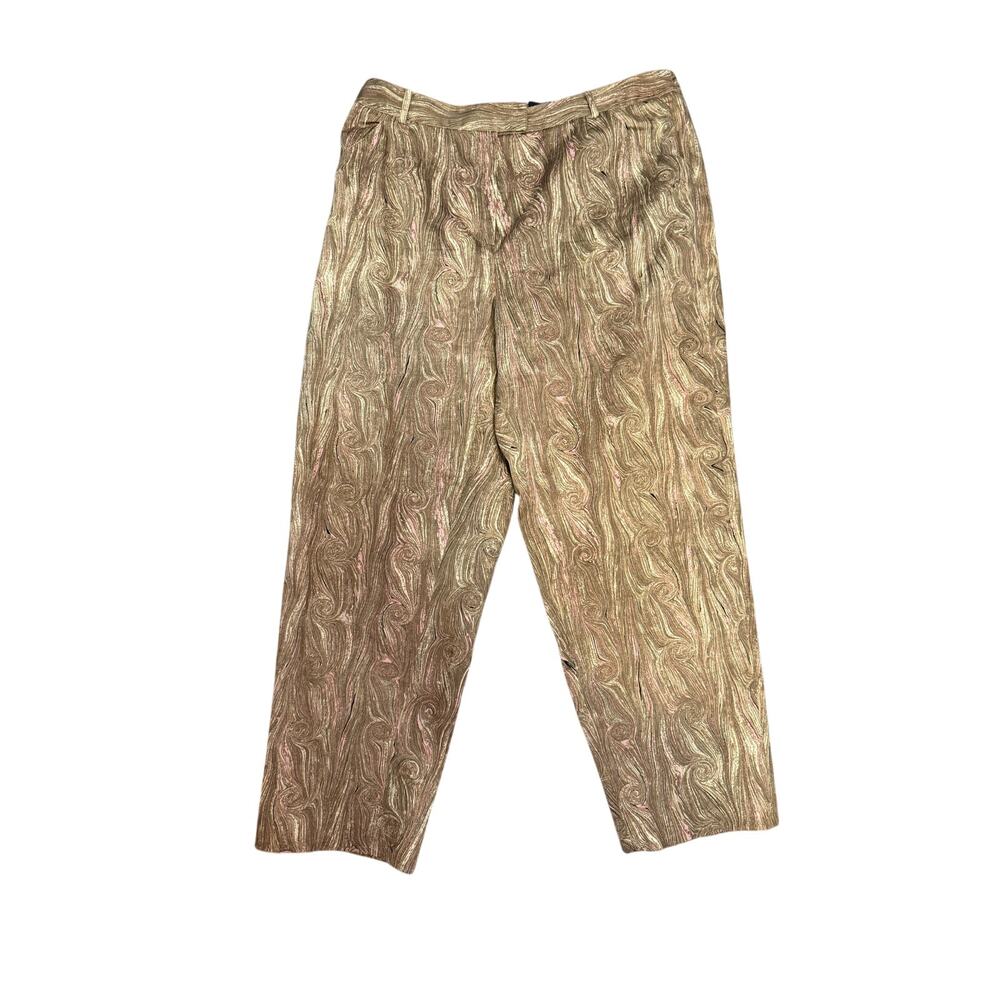 Dué Per Dué 14W Gold Metallic Swirl Pants Shimmer Brocade Evening Party Trousers